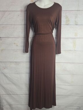 Long Sleeve Brown Maxi Dress Sz Med